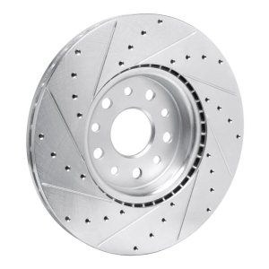 Dodge Charger DAYTonA Brake Rotor (1) - Front Right - R1 Concepts - Drilled & Slotted - Silver - `21-`25